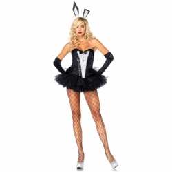 Bunny outfit zwart wit carnaval dames