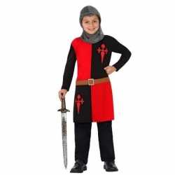 Carnaval/feest ridder lancelot verkleedoutfit rood/zwart carnaval kin