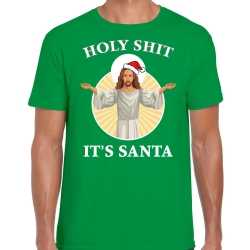 Holy shit its santa fout kerstshirt / outfit groen carnaval heren