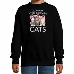 Kitten kerst sweater / outfit all i want for christmas is cats zwart carnaval kinderen