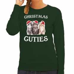 Kitten kerst sweater / outfit christmas cuties groen carnaval dames