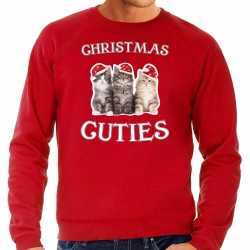 Kitten kerst sweater / outfit christmas cuties rood carnaval heren