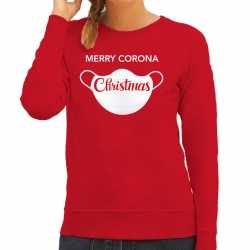 Merry corona christmas foute kerstsweater / outfit rood carnaval dames