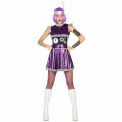 Robot outfit paars carnaval vrouwen