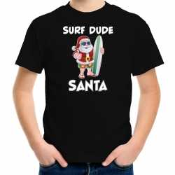 Surf dude santa fun kerstshirt / outfit zwart carnaval kinderen