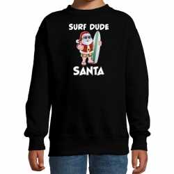 Surf dude santa fun kerstsweater / outfit zwart carnaval kinderen