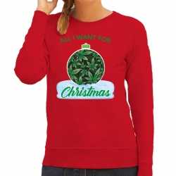 Wiet kerstbal sweater / outfit all i want for christmas rood carnaval dames