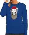 Bad santa foute kerstsweater outfit blauw carnaval dames