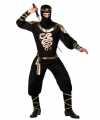 Carnaval feest ninja verkleedoutfit zwart goud carnaval volwassenen