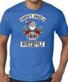 Carnaval fout kerstshirt outfit santas angels northpole blauw carnaval heren