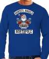 Carnaval foute kersttrui outfit santas angels northpole blauw carnaval heren