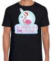 Flamingo kerstbal shirt kerst outfit i am dreaming of a pink christmas zwart carnaval heren