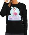 Flamingo kerstbal sweater kerst outfit i am dreaming of a pink christmas zwart carnaval dames