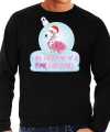 Flamingo kerstbal sweater kerst outfit i am dreaming of a pink christmas zwart carnaval heren