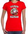 Fout kerstshirt outfit northpole roulette rood carnaval dames