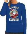 Foute kerstsweater outfit northpole roulette blauw carnaval dames