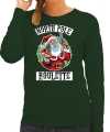 Foute kerstsweater outfit northpole roulette groen carnaval dames