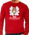 Foute kerstsweater outfithamsterende kat merry christmas rood carnaval heren
