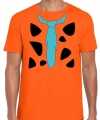 Fred holbewoner outfit t shirt oranje carnaval heren