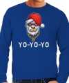 Gangster rapper santa foute kerstsweater outfit blauw carnaval heren