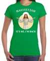Hallelujah its me im back kerst t shirt outfit groen carnaval dames