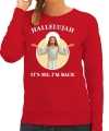 Hallelujah its me im back kerstsweater outfit rood carnaval dames