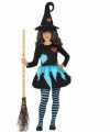 Heksen outfit blauw zwart carnaval kinderen