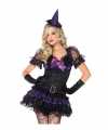 Heksen outfit zwart paars carnaval dames