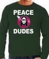 Hippie jezus kerstbal sweater kerst outfit peace dudes groen carnaval heren