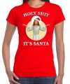 Holy shit its santa fout kerstshirt outfit rood carnaval dames