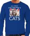 Kitten kerst sweater outfit all i want for christmas is cats blauw carnaval heren