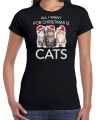 Kitten kerst t shirt outfit all i want for christmas is cats zwart carnaval dames