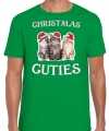 Kitten kerst t shirt outfit christmas cuties groen carnaval heren