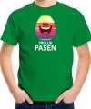 Lachend paasei vrolijk pasen t-shirt groen carnaval kinderen paas kleding outfit