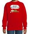 Luiaard kerstsweater outfit wake me up when christmas is over rood carnaval kinderen