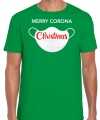 Merry corona christmas fout kerstshirt outfit groen carnaval heren
