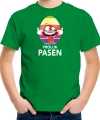 Paasei die tong uitsteekt vrolijk pasen t-shirt groen carnaval kinderen paas kleding outfit