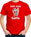 Surf dude santa fun kerstshirt outfit rood carnaval kinderen
