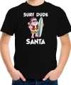 Surf dude santa fun kerstshirt outfit zwart carnaval kinderen