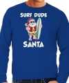 Surf dude santa fun kerstsweater outfit blauw carnaval heren