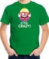Vrolijk paasei ei feel crazy t-shirt groen carnaval kinderen paas kleding outfit
